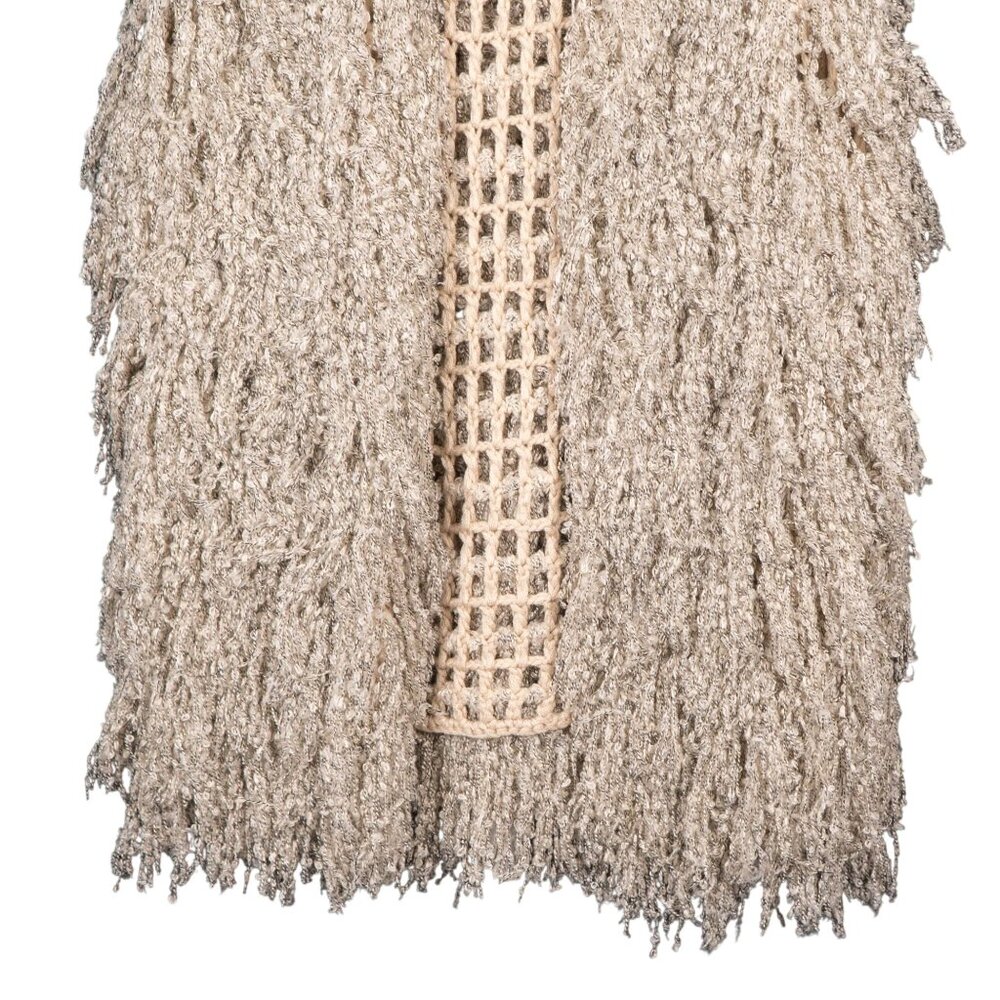 Rain Boho Shaggy Knit Open Vest L NEW Fringed Acrylic Crochet Lagenlook Long - Picture 3 of 6